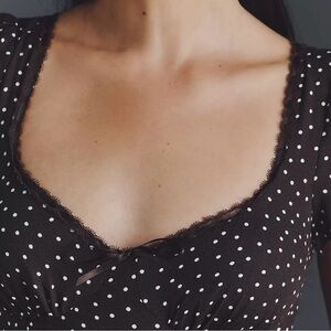 NWT Reformation Afton Short-Sleeve A-Line Midi Dress Colette Dot 6